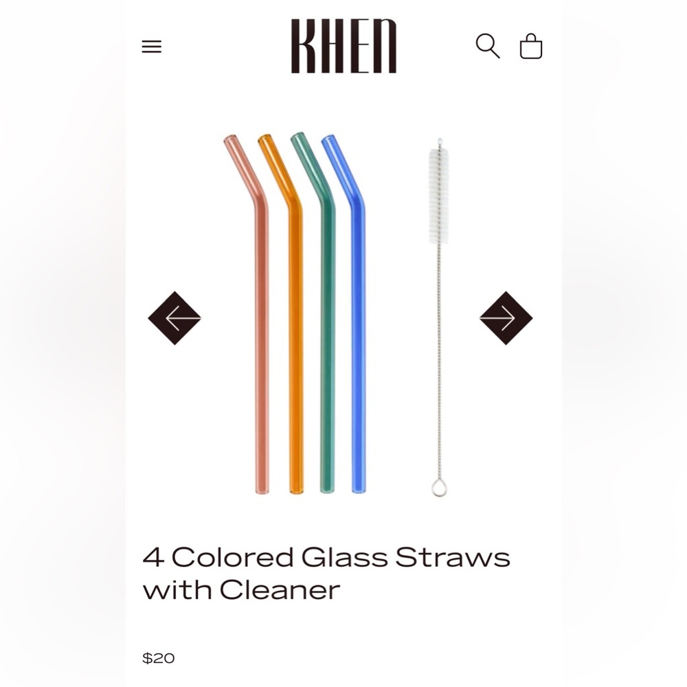 Colored Glass Drinking Straws - 4 Pack with Cleaning Brush